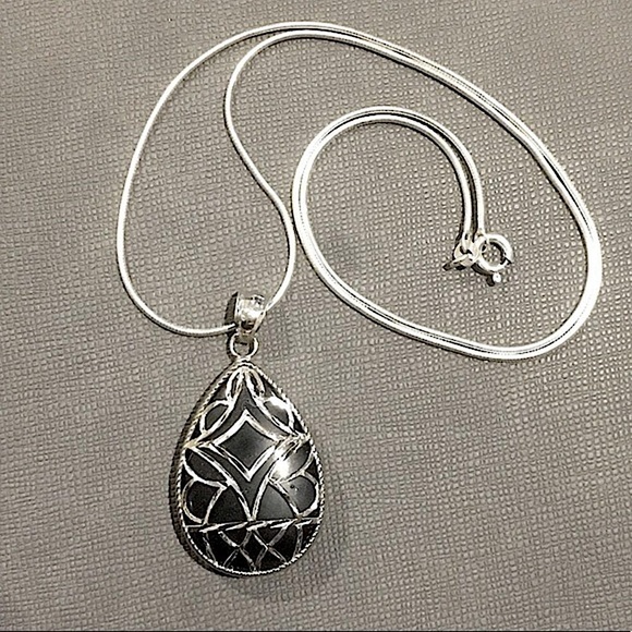 Sterling Silver Wrapped Black Onyx Filigree Jewelry Set - Picture 12 of 17